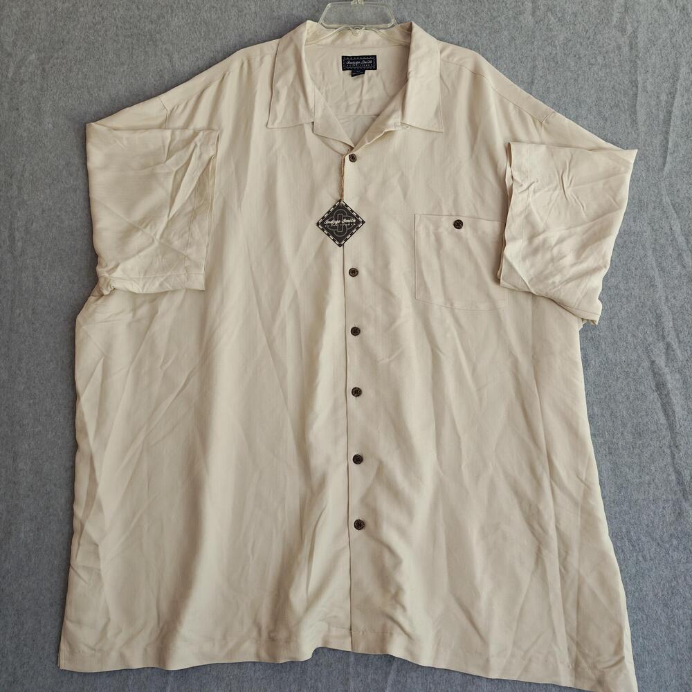 NEW Indygo Smith Outfitters Shirt Mens 5XLT White Short Sleeve Button-Up Camp
